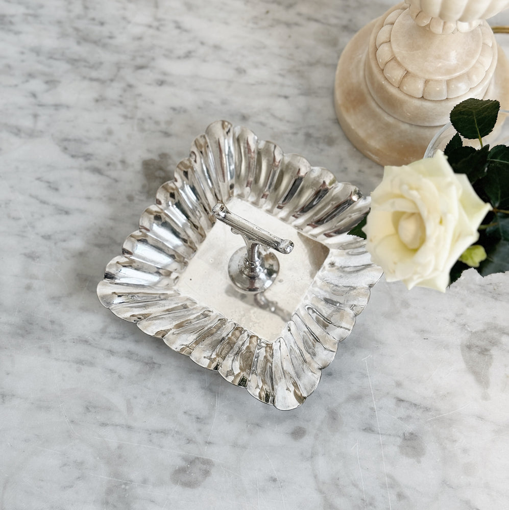 Vintage silver fluted dish with Handle.