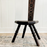 Vintage Wood Carved Peg Chair