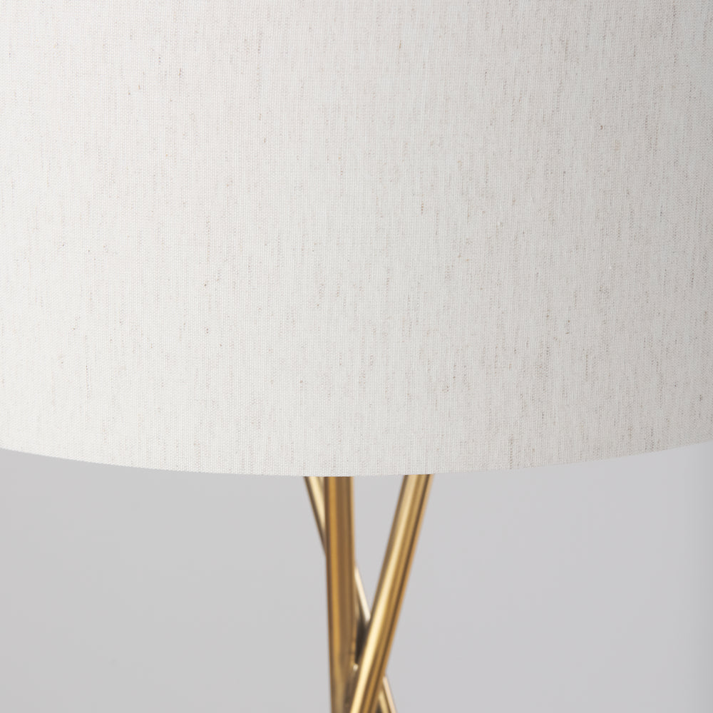 Brass and Linen Floor Lamp.