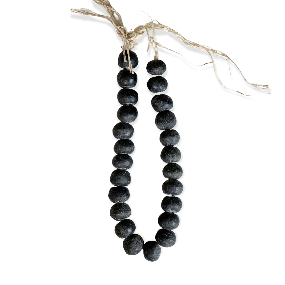 Large Black Recycled Glass Beads.