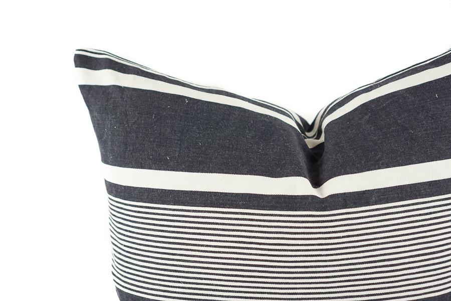 Black French Ticking 20" Pillow Cover