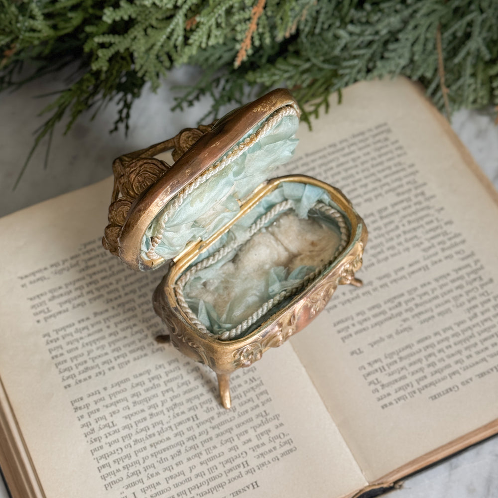 Vintage brass jewellery casket.