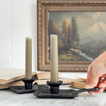 Vintage Black Cast Iron Taper Candle Holders