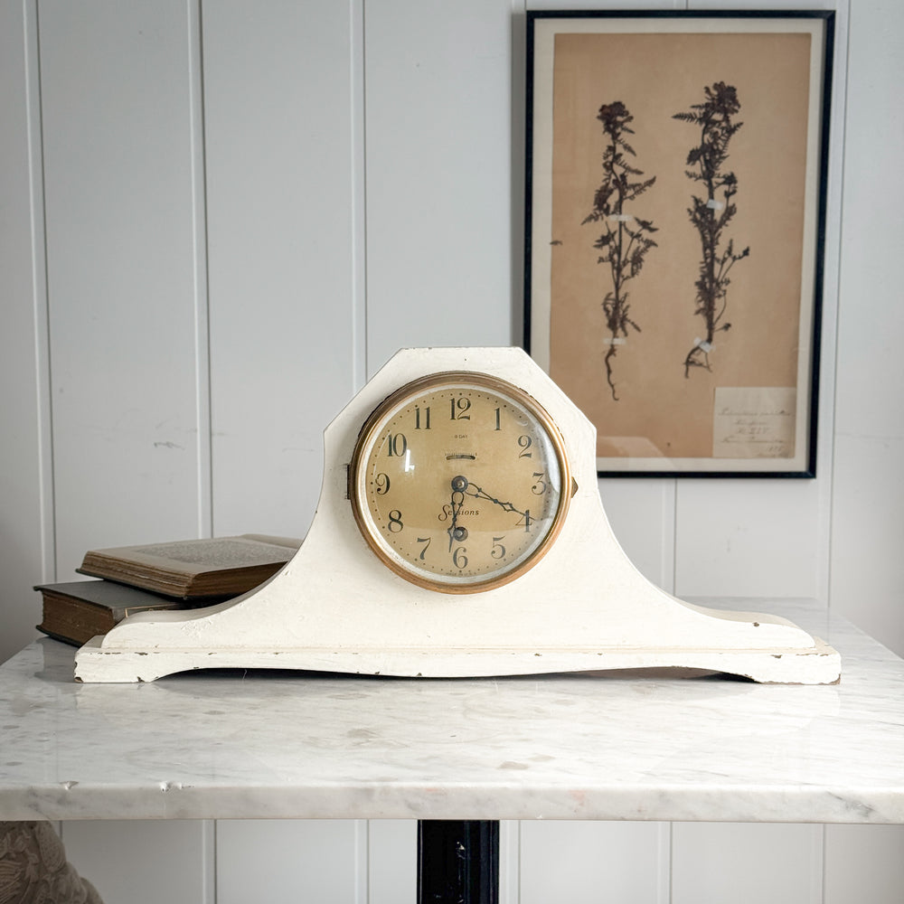 Vintage white and brass mantel clock