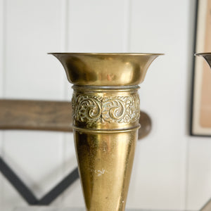 Vintage brass tapered vase.