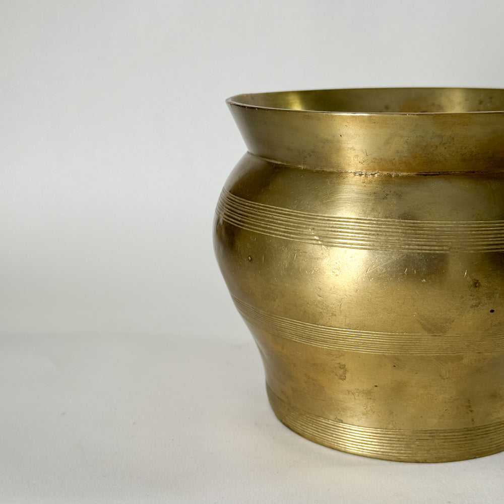 Vintage Brass striped pot