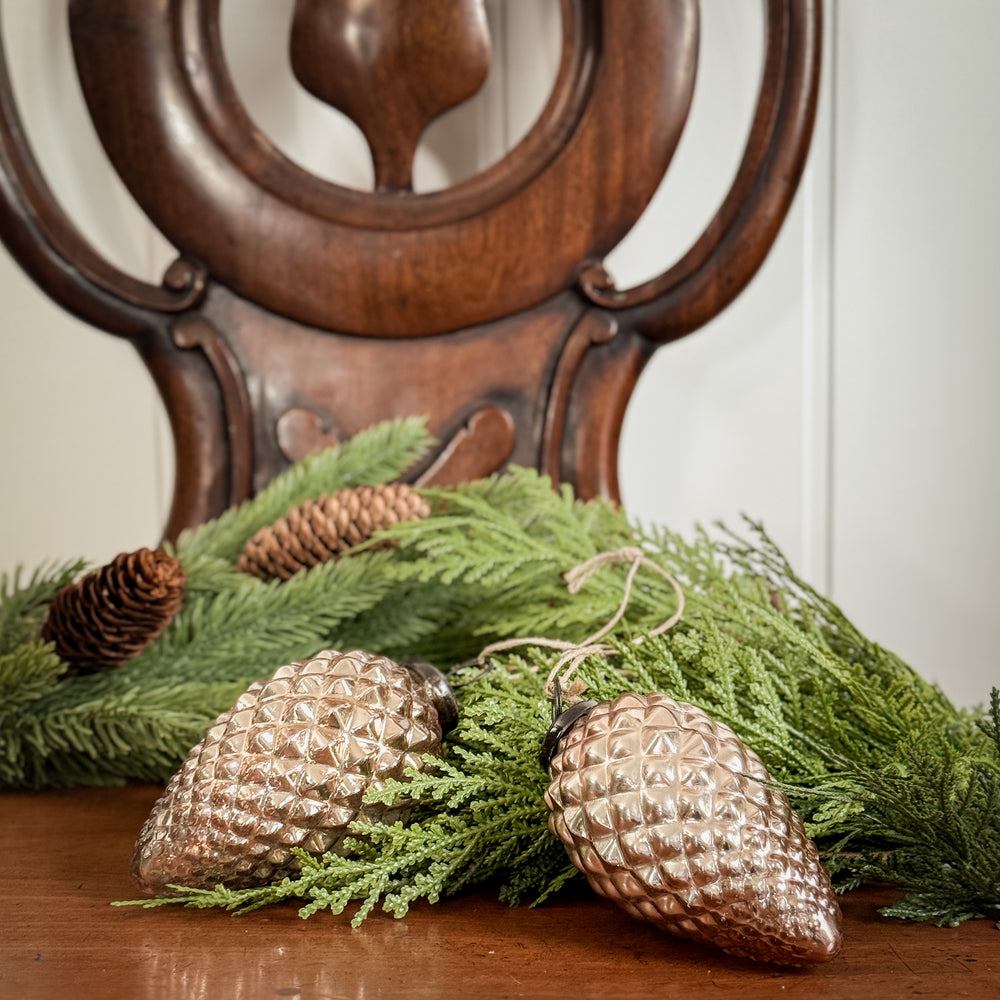 Mercury glass pinecone ornament.