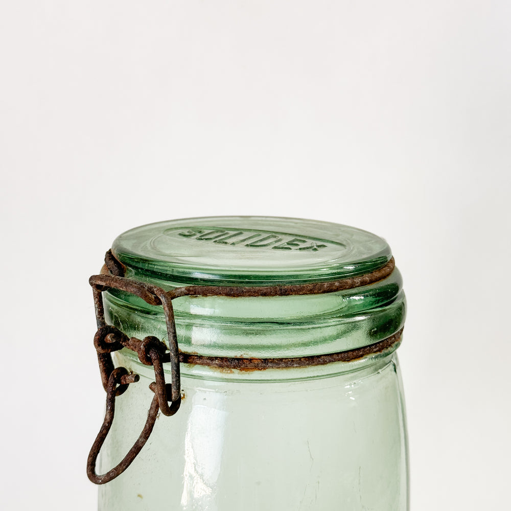 Vintage Medium Green Glass Jar - France