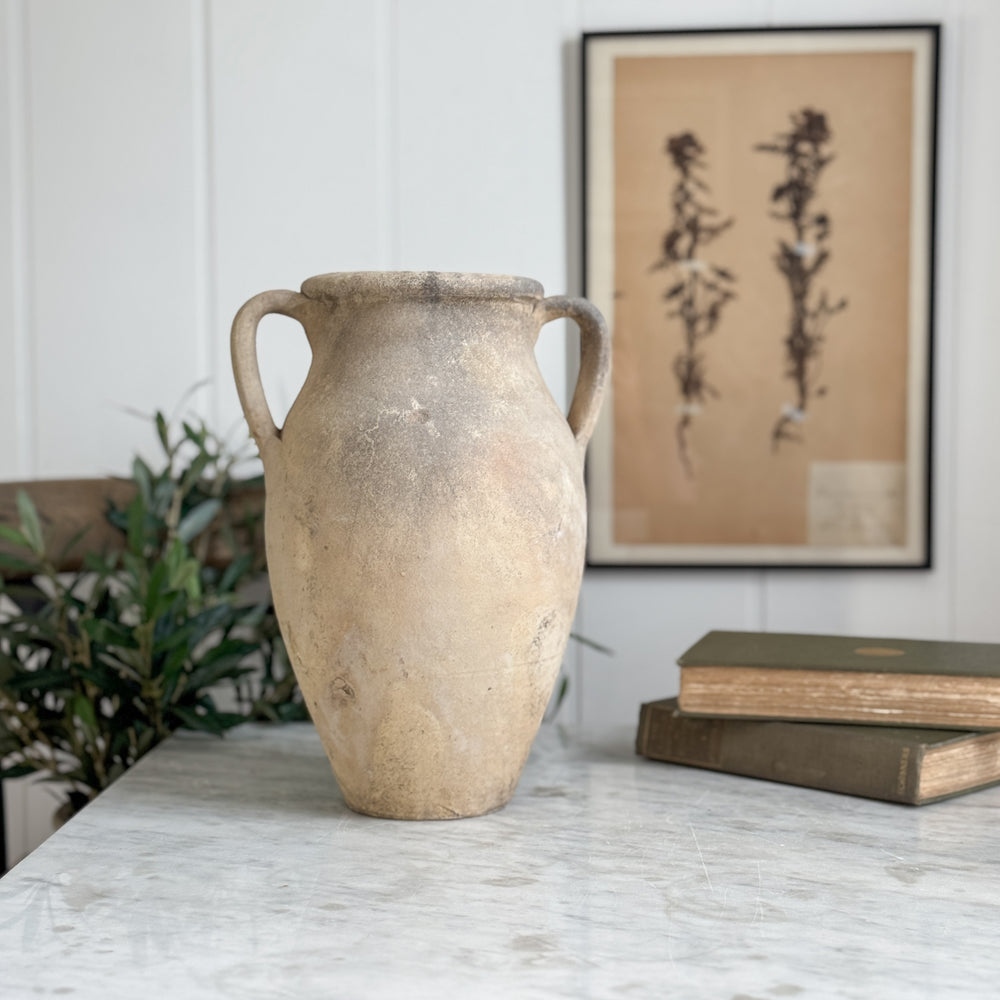 Vintage beige Turkish pot double handle