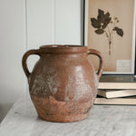 Vintage Double Handle Brown Pottery Vase.