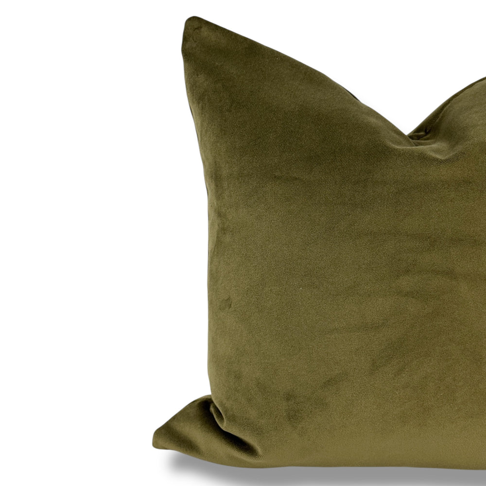 Olive Green 22" Velvet Pillow Cover