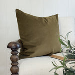 Olive Green 22" Velvet Pillow Cover
