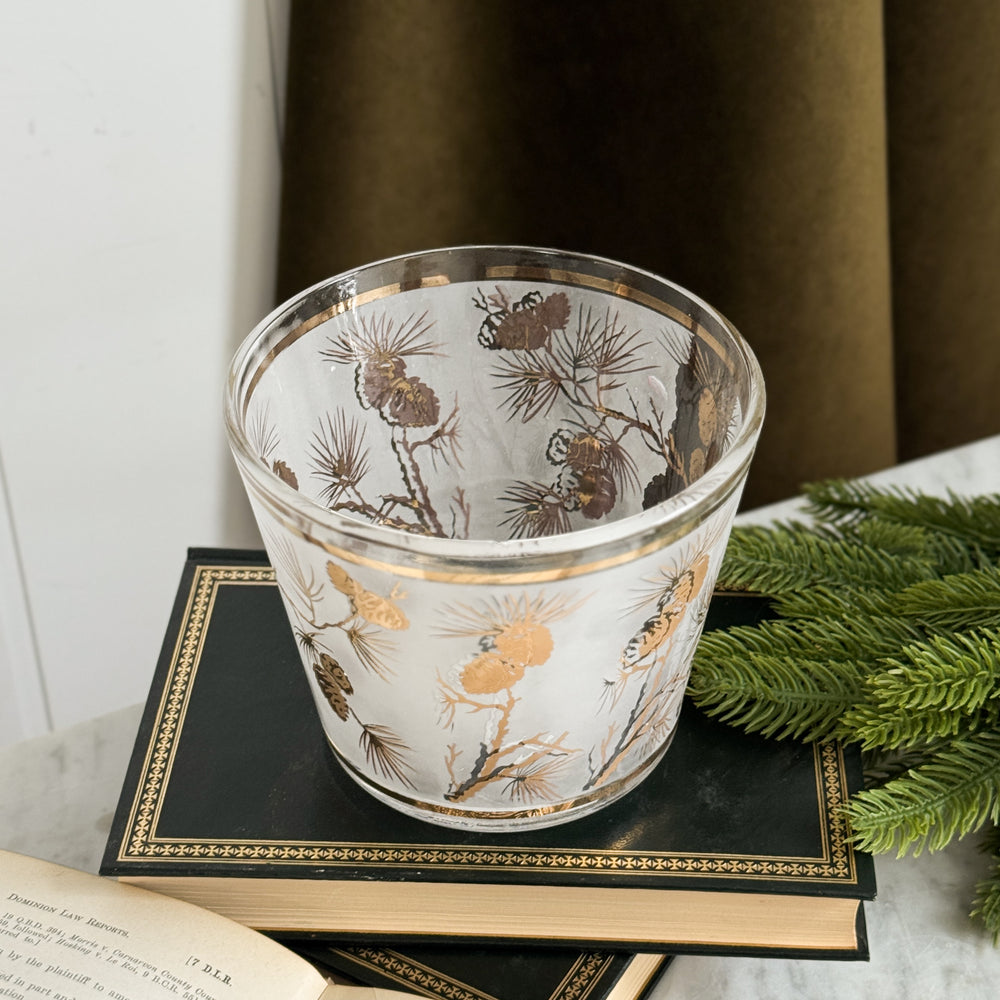 Vintage gold pinecone MCM bucket.