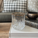 Vintage gold rim crystal glass votive holder.