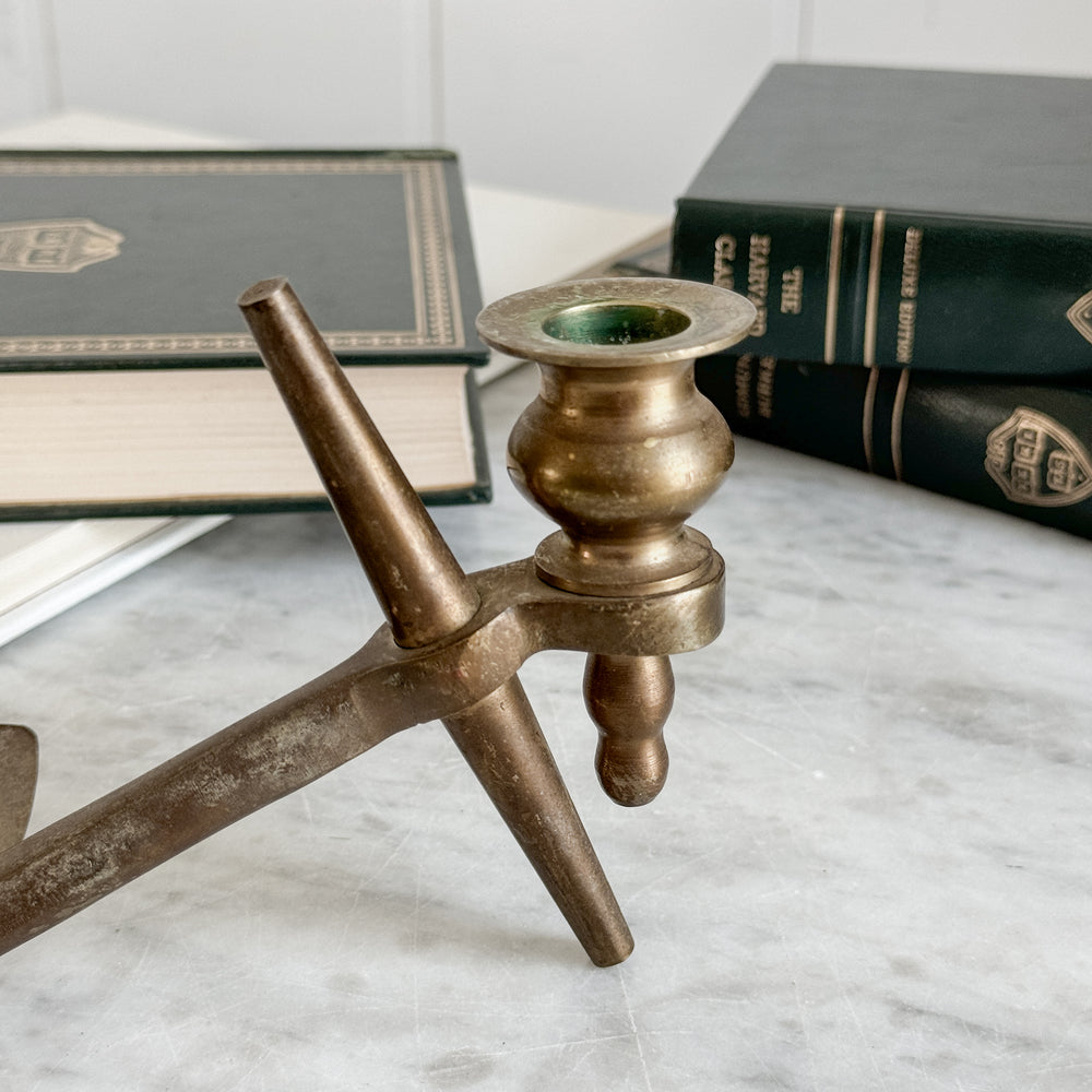 Vintage Brass Anchor Taper Holder
