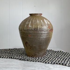 Vintage Green Pottery Jar II