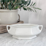 Antique white ironstone simple lidded compote bowl
