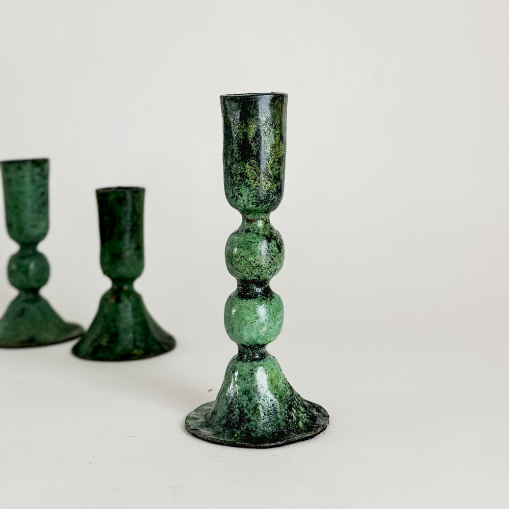 Il Prato green metal taper candleholder