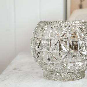 Vintage cut glass bowl geometric pattern.