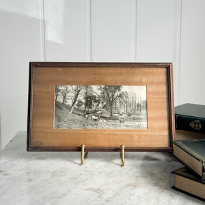 Vintage Wooden Framed River Cattle Print.