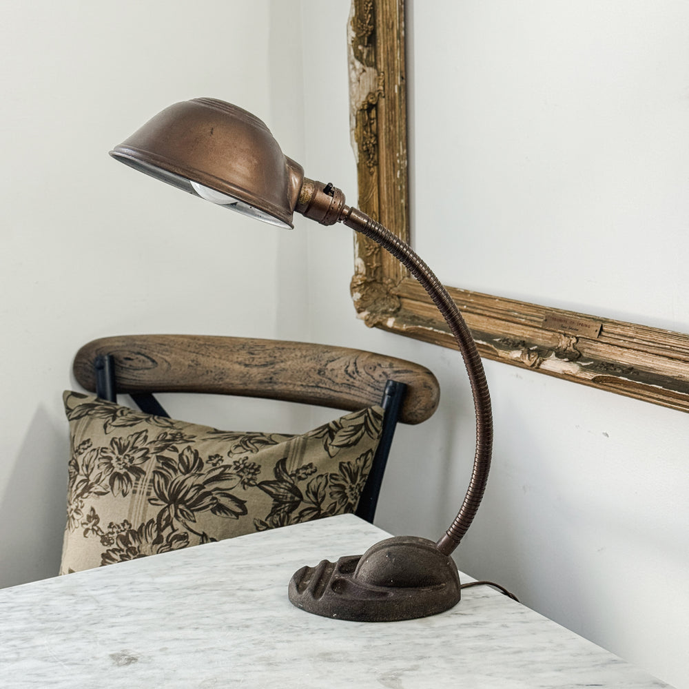 Vintage Copper Metal Desk Lamp