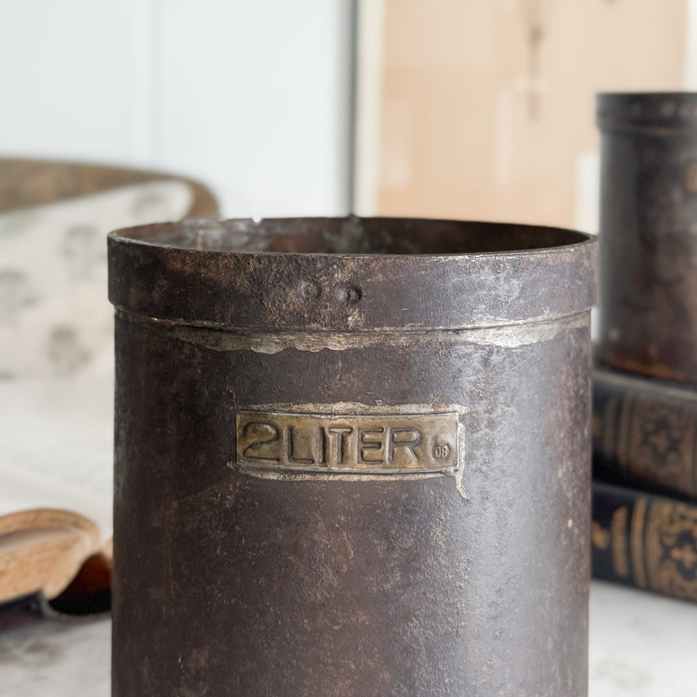 Vintage Metal Brass Measuring Pail- 2L.