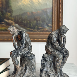 Vintage Resin The Thinker bookend pair