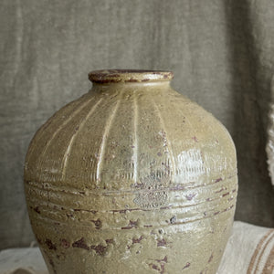 Vintage green pottery vase
