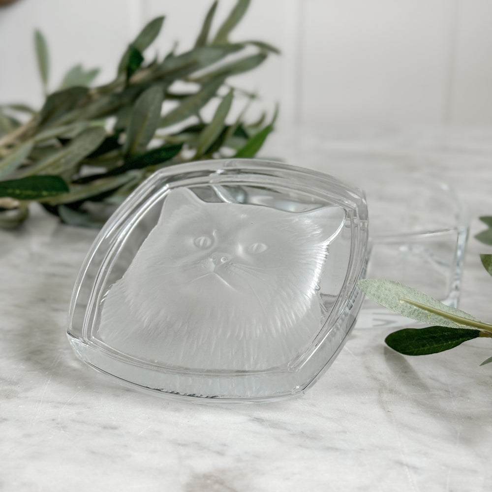 Vintage Glass Cat jewellery box