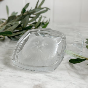 Vintage Glass Cat jewellery box