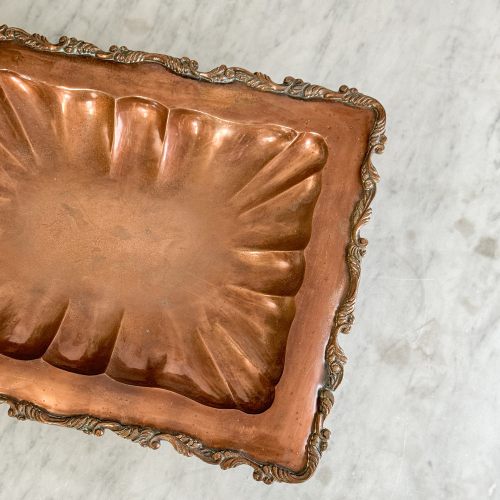 Vintage footed copper tray.