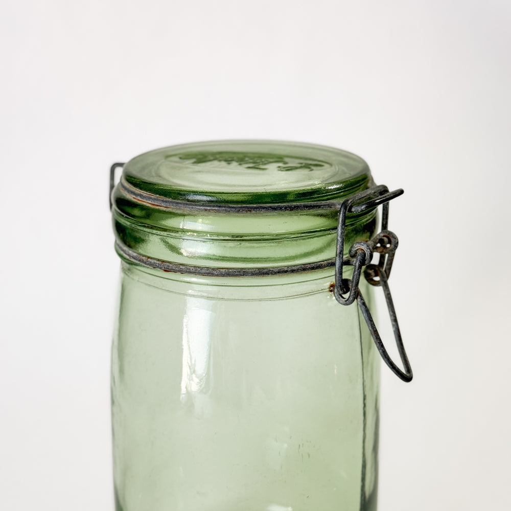 Vintage Medium Green Glass Jar - France