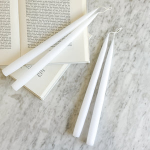 12" Danish Taper Candles - White.