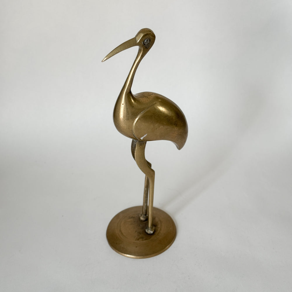 Vintage Brass Heron Statue.