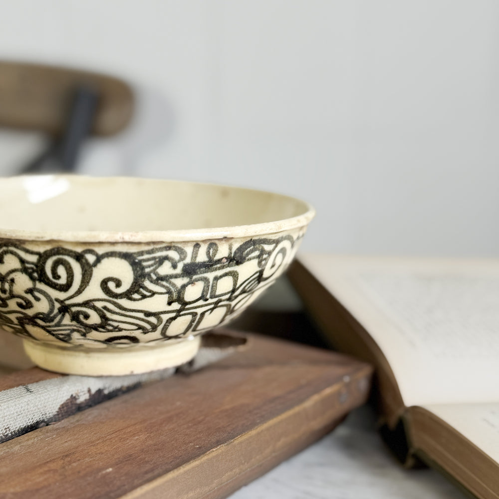 Vintage black pottery bowl