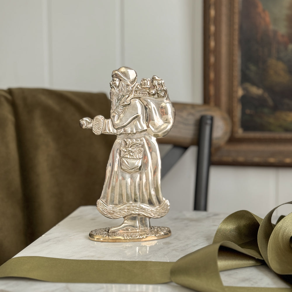 Vintage Silver Plate Standing Santa