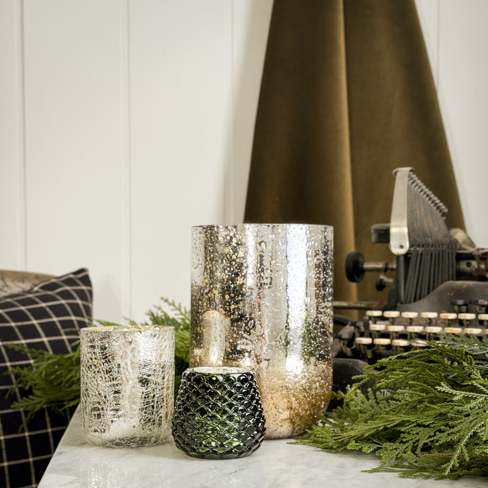 Illume - Boxed Mercury Glass Balsam and Cedar Candle.