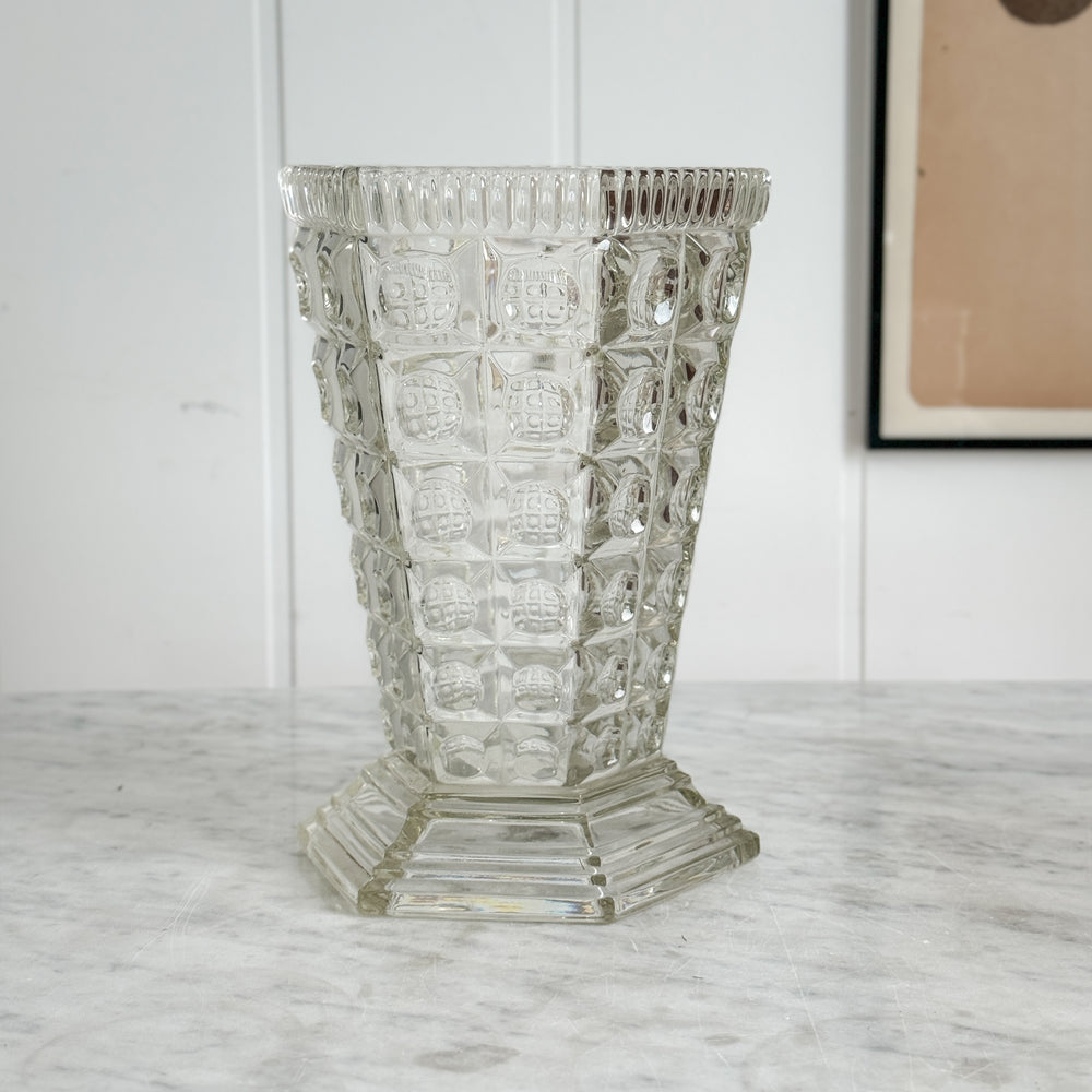 Vintage Hexagon Glass Vase