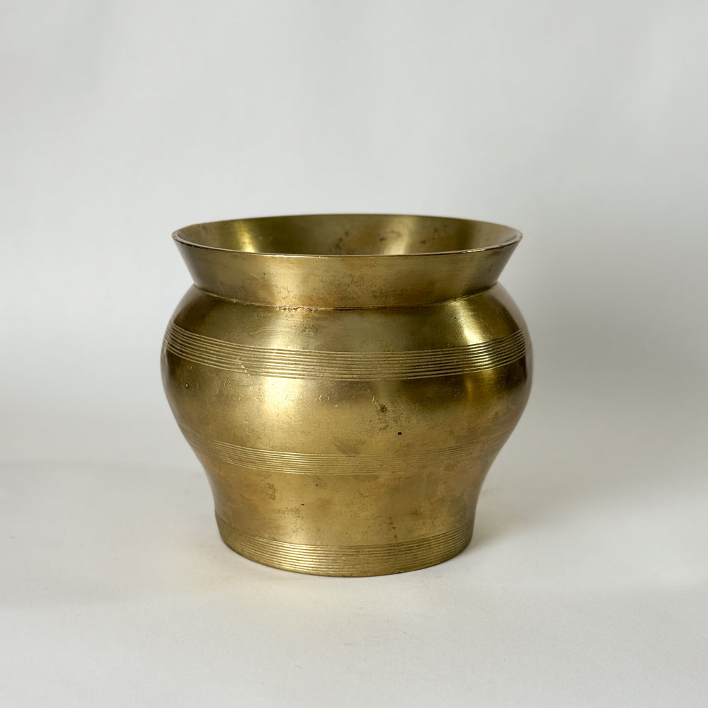 Vintage Brass striped pot