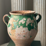 Antique green french confit pot