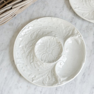 Antique white ironstone oyster plate - FRANCE