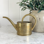 Vintage brass gold floral embossed watering can