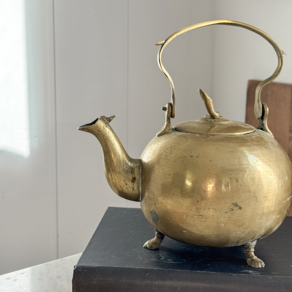 Vintage brass handled teapot.