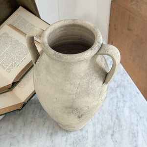 Vintage beige Turkish pot double handle.