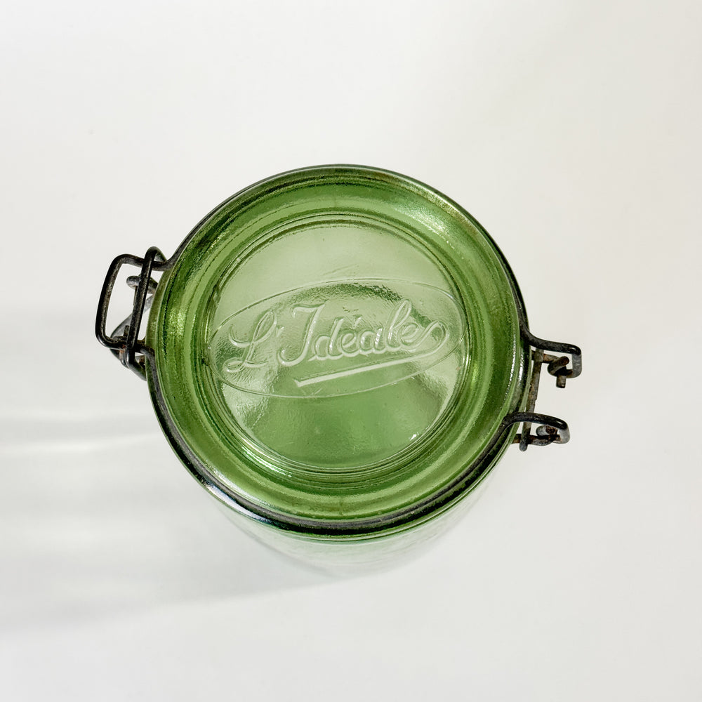 Vintage Medium Green Glass Jar - France