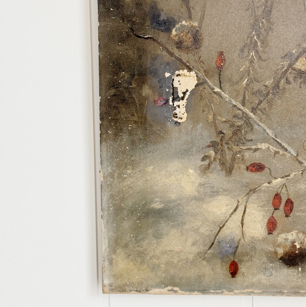 
                
                    Load image into Gallery viewer, Vintage winter bird oil painting
                
            