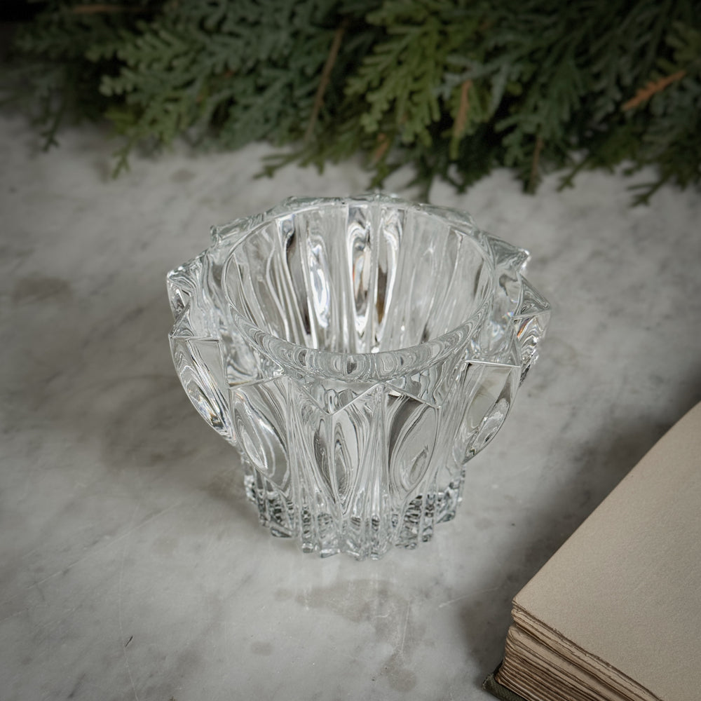 Vintage crystal pointed votive holder.