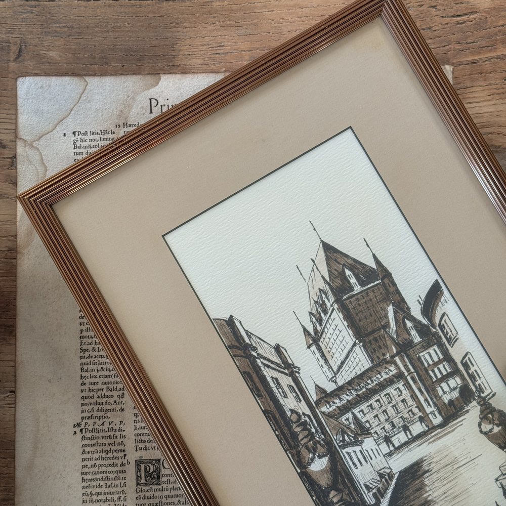 Vintage Metal Framed Chateau Frontenac Print.