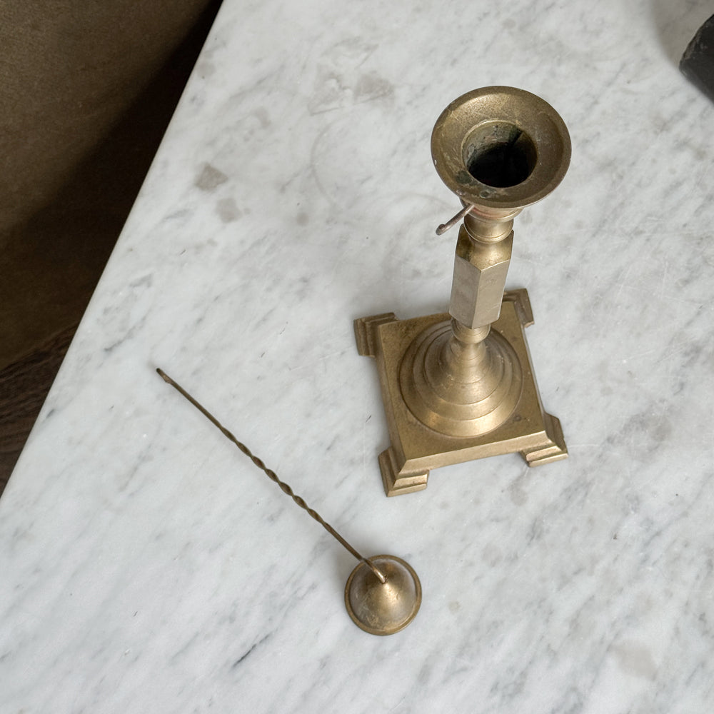 Vintage Brass Taper with attached snuffer.