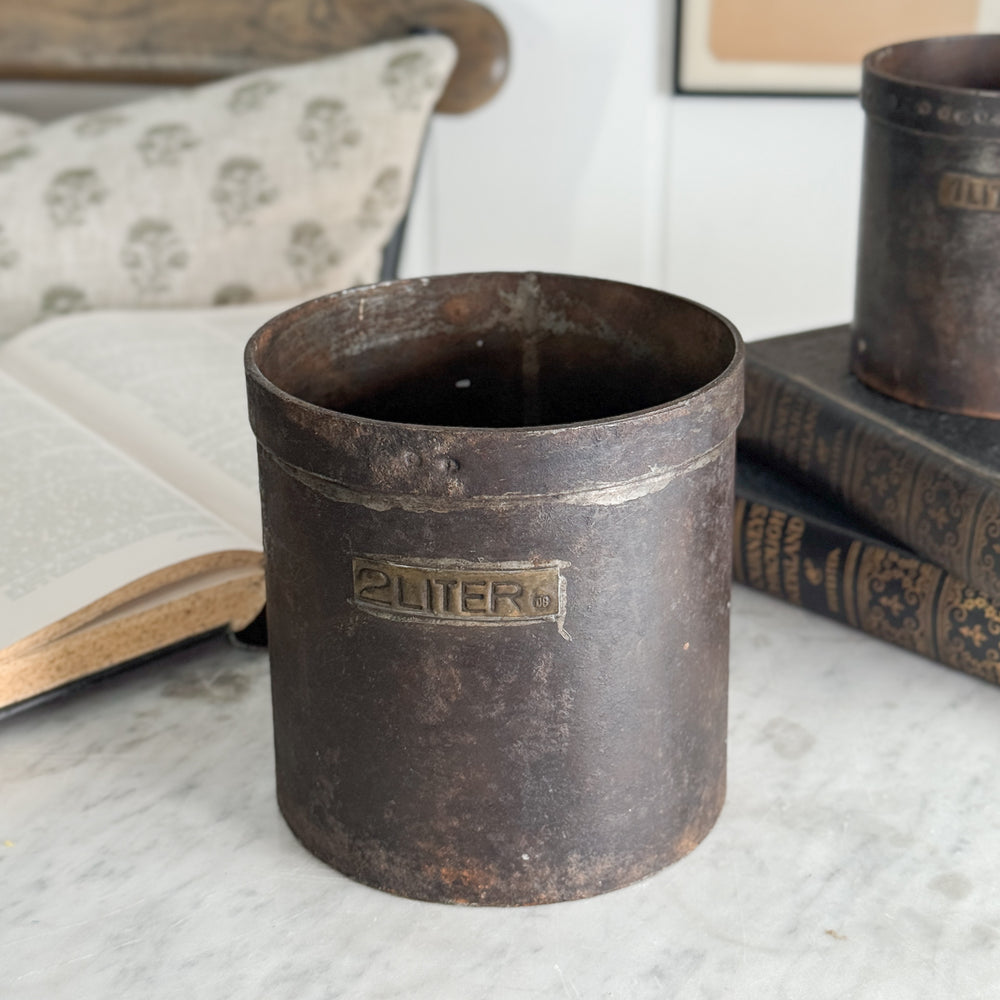 Vintage Metal Brass Measuring Pail- 2L.